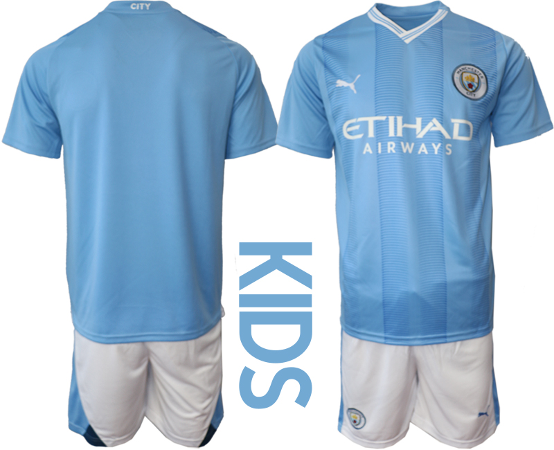 Youth 2023-2024 Club Manchester City home soccer jersey->manchester united jersey->Soccer Club Jersey